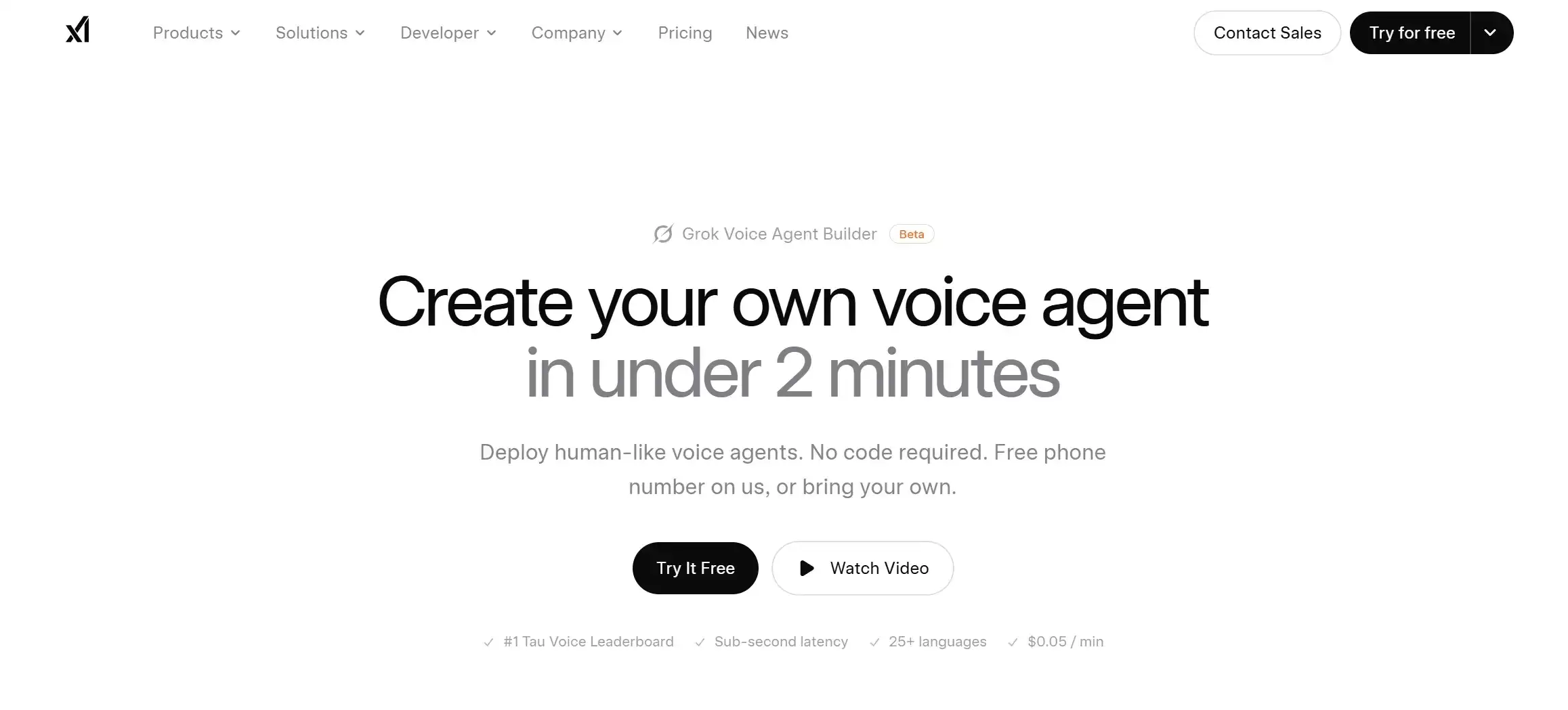 Voice Agent Builder官网首页与AI语音智能体平台介绍界面