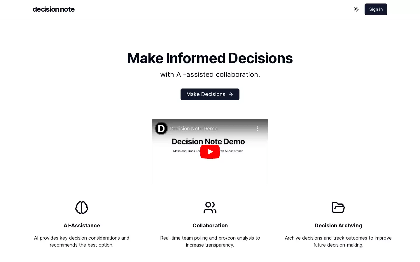 decision note : AI 辅助决策协作工具