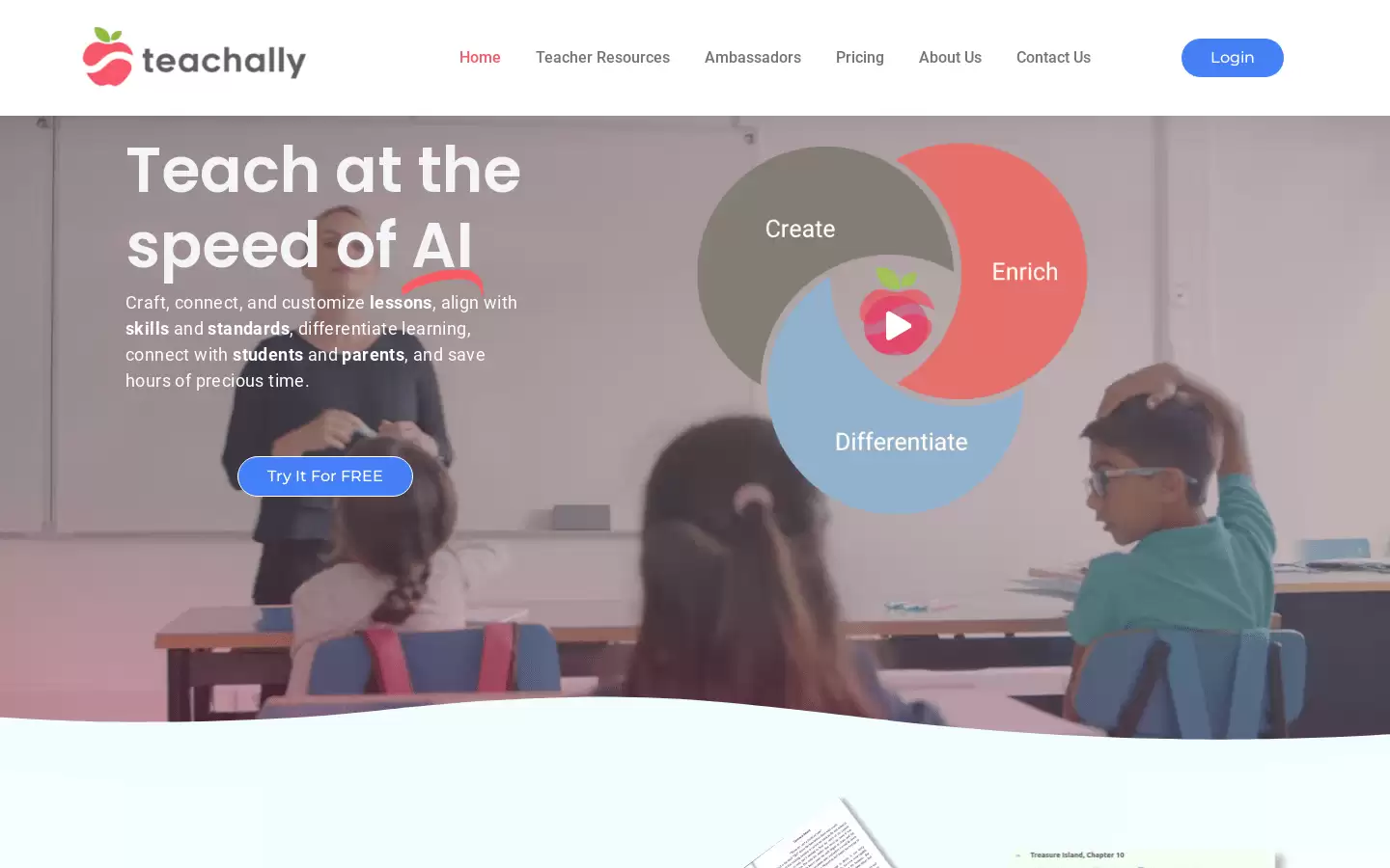 Teachally : 教师AI助手，定制课程，连接学生和家长，节省时间