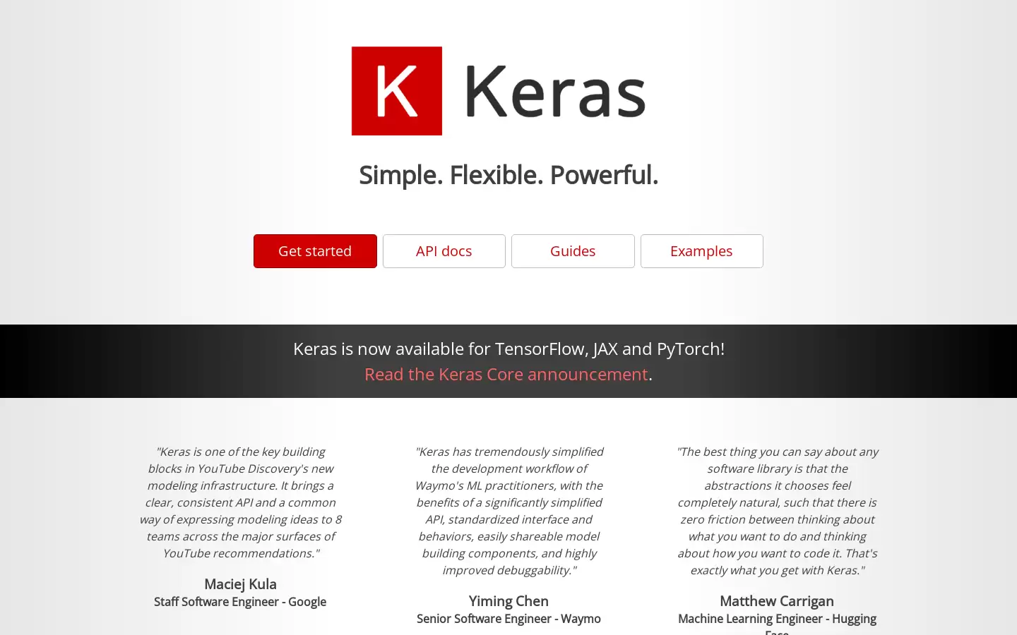 Keras : 深度学习API，简单、灵活、强大