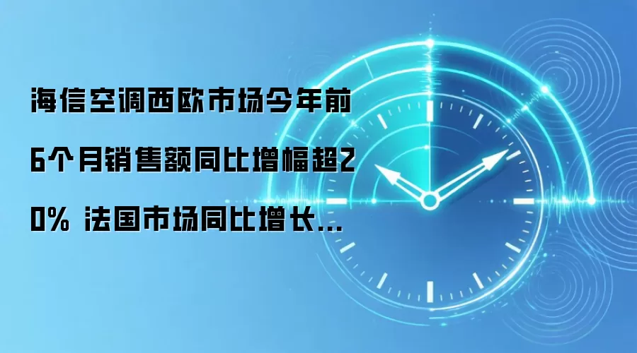 海信空调西欧市场今年前6个月销售额同比增幅超20% 法国市场同比增长超100%