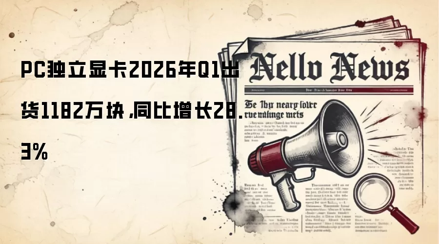 PC独立显卡2026年Q1出货1182万块,同比增长28.3%
