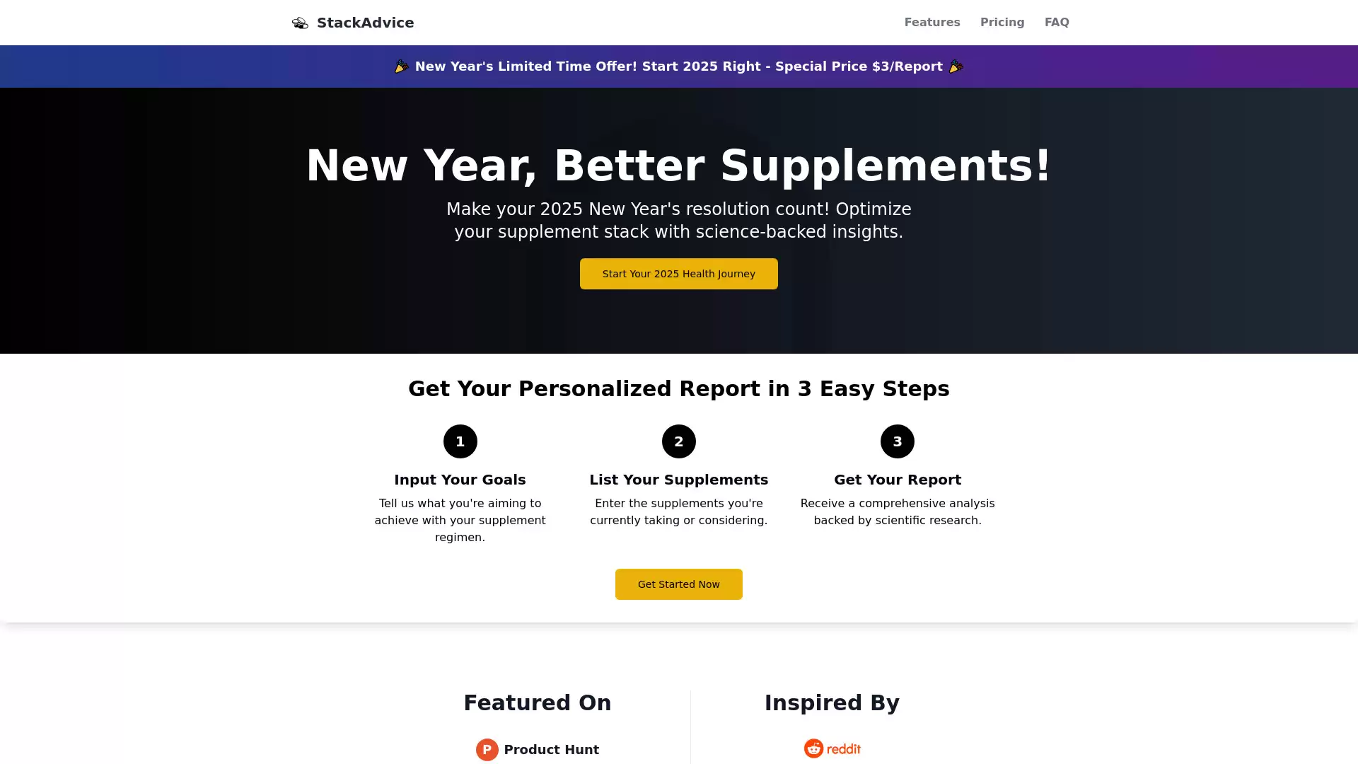 Platform to optimize supplement stacks with science-backed insights and personalized reports.