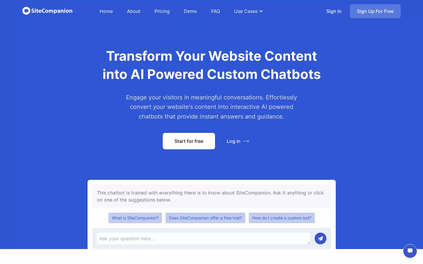 SiteCompanion : 利用AI为网站内容提供交互式聊天机器人
