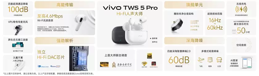 音质与降噪全面升级，vivo TWS 5 Pro带来旗舰级TWS耳机体验