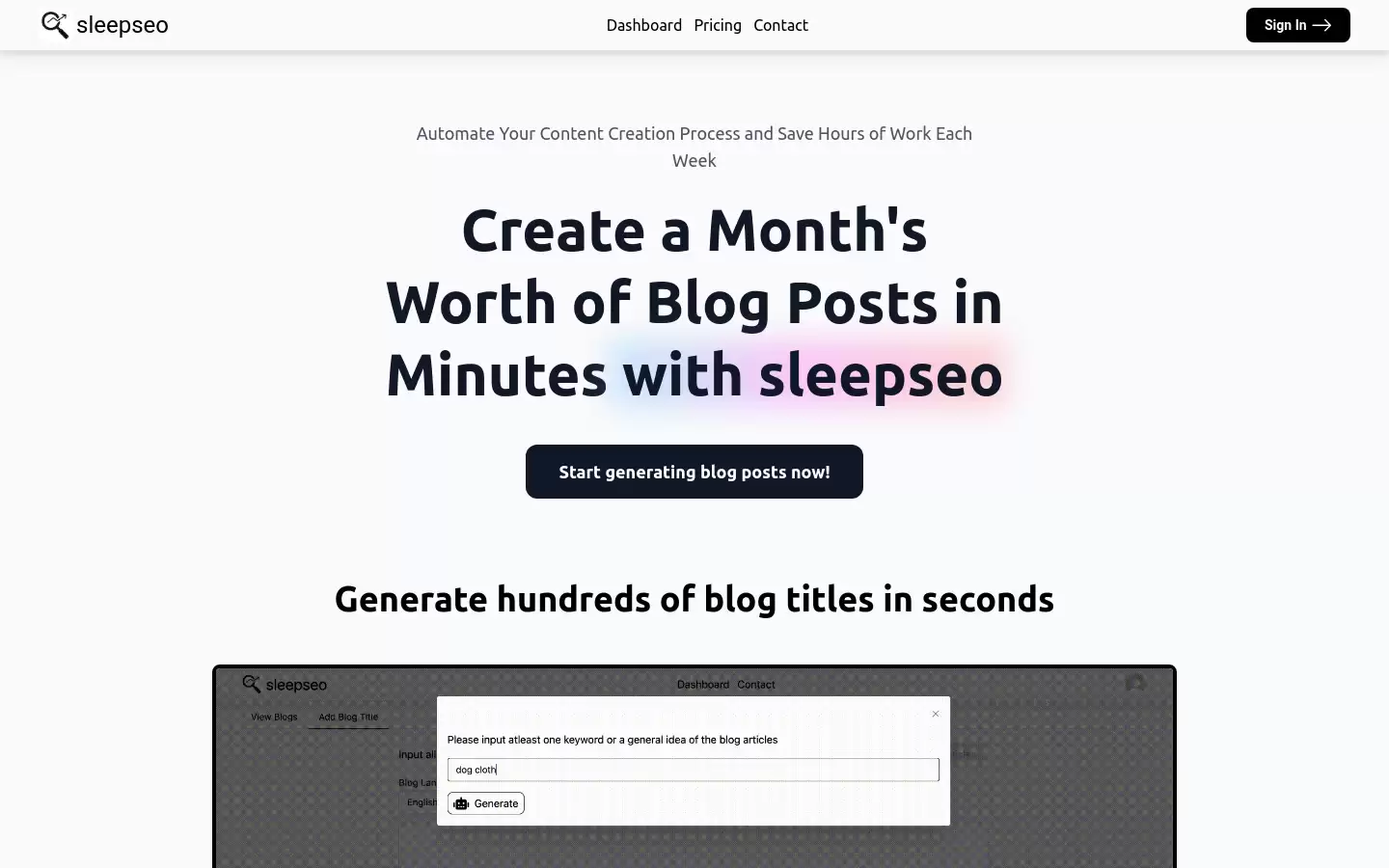 SleepSeo : 自动化内容创作工具