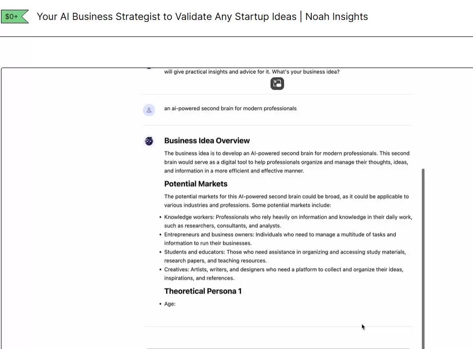 Noah Insights : 你的AI商业策略师,验证任何创业点子