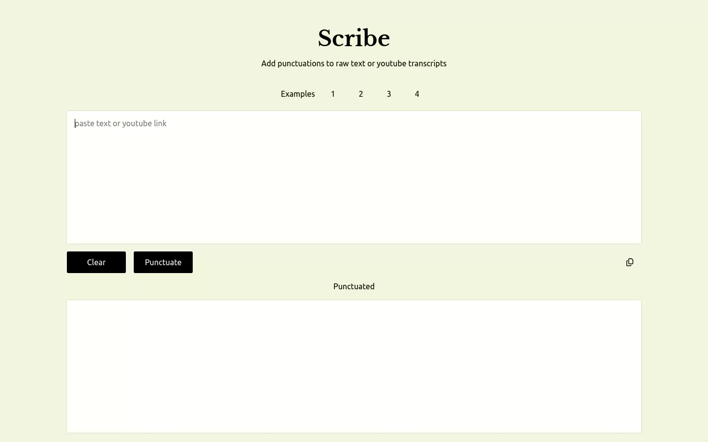Appblit Scribe : 给原始文本或YouTube字幕添加标点符号