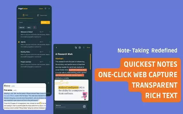 PageFusion : 智能AI笔记、浮动笔记、ChatGPT提示、网页截图、电视台