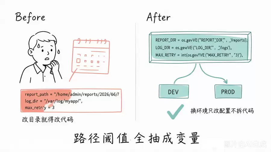 配置抽离对比:硬编码 vs 环境变量