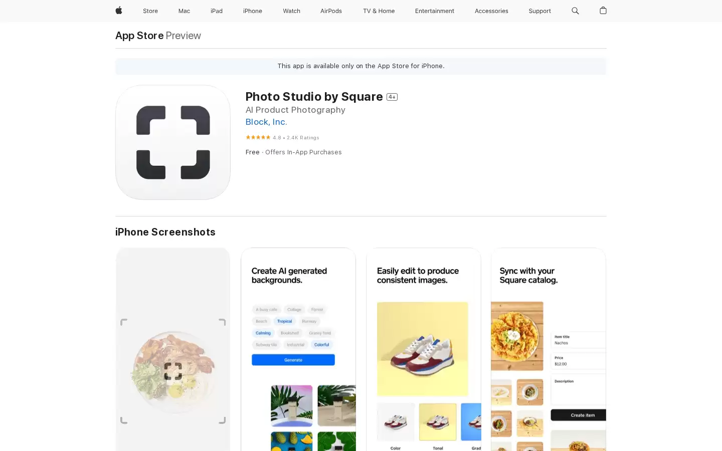 Square Photo Studio : 一键拍摄并处理销售商品图片