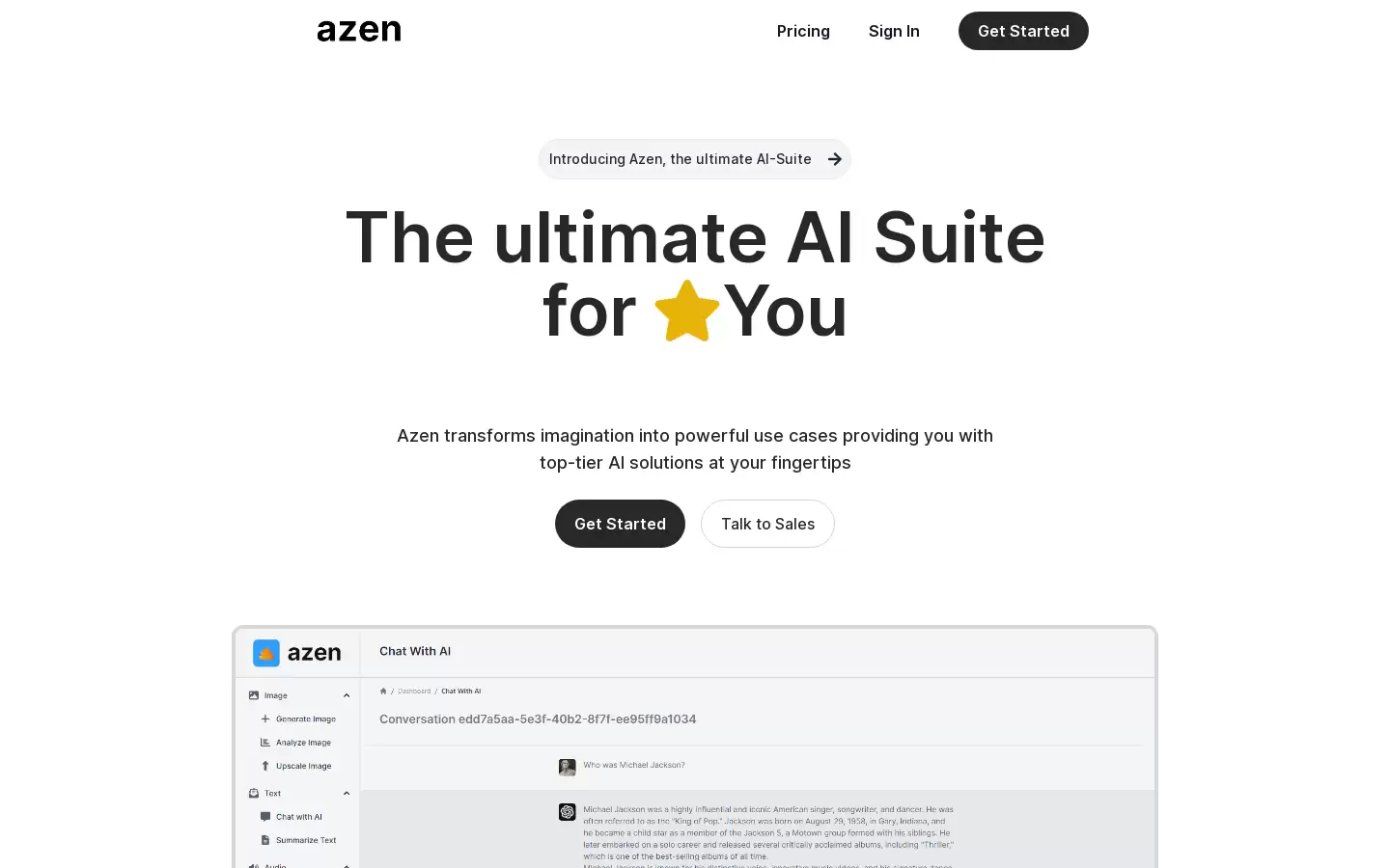 Azen : 一站式 AI 工具集,内含多个 AI 模型及服务