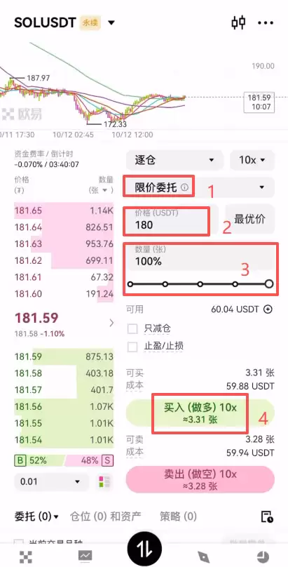 欧易限价委托操作界面
