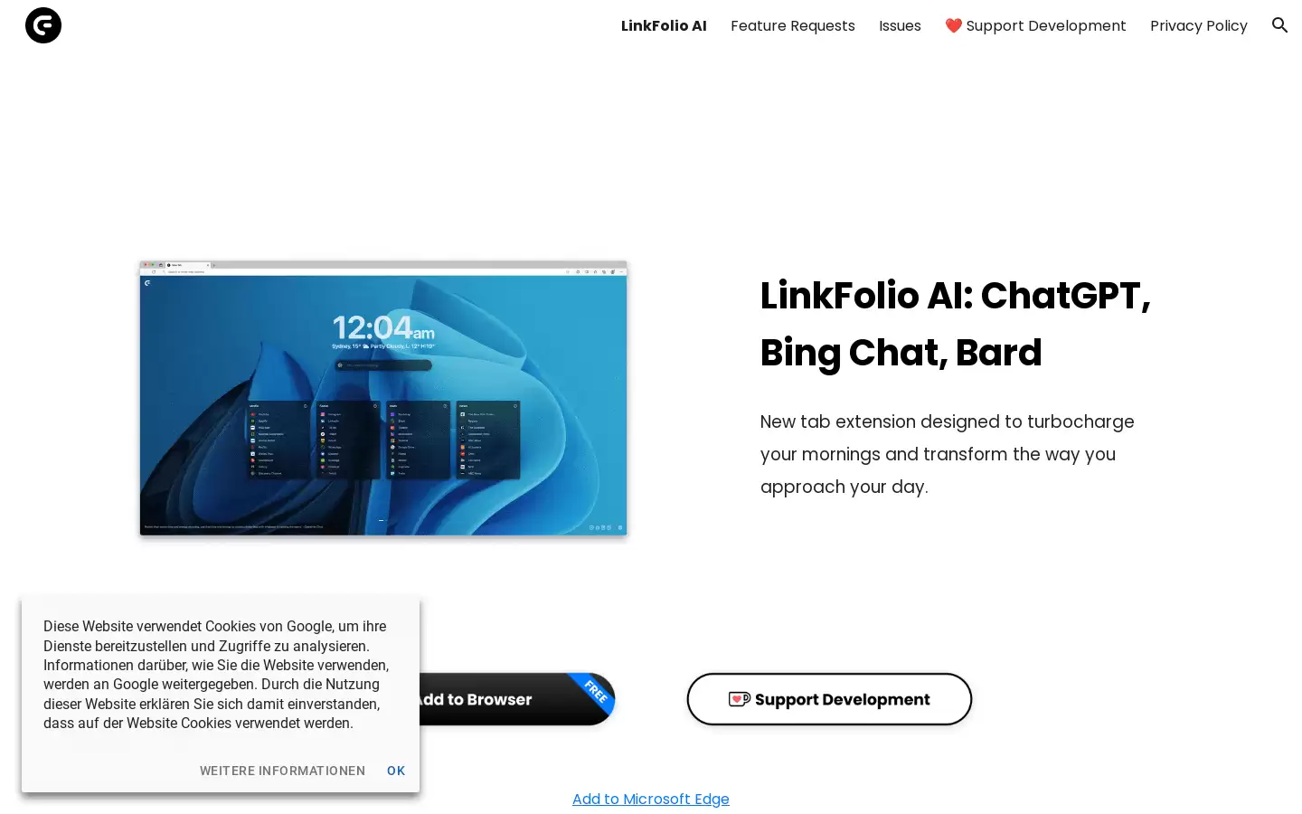 LinkFolio AI : 新标签扩展，提升你的早晨，改变你的一天