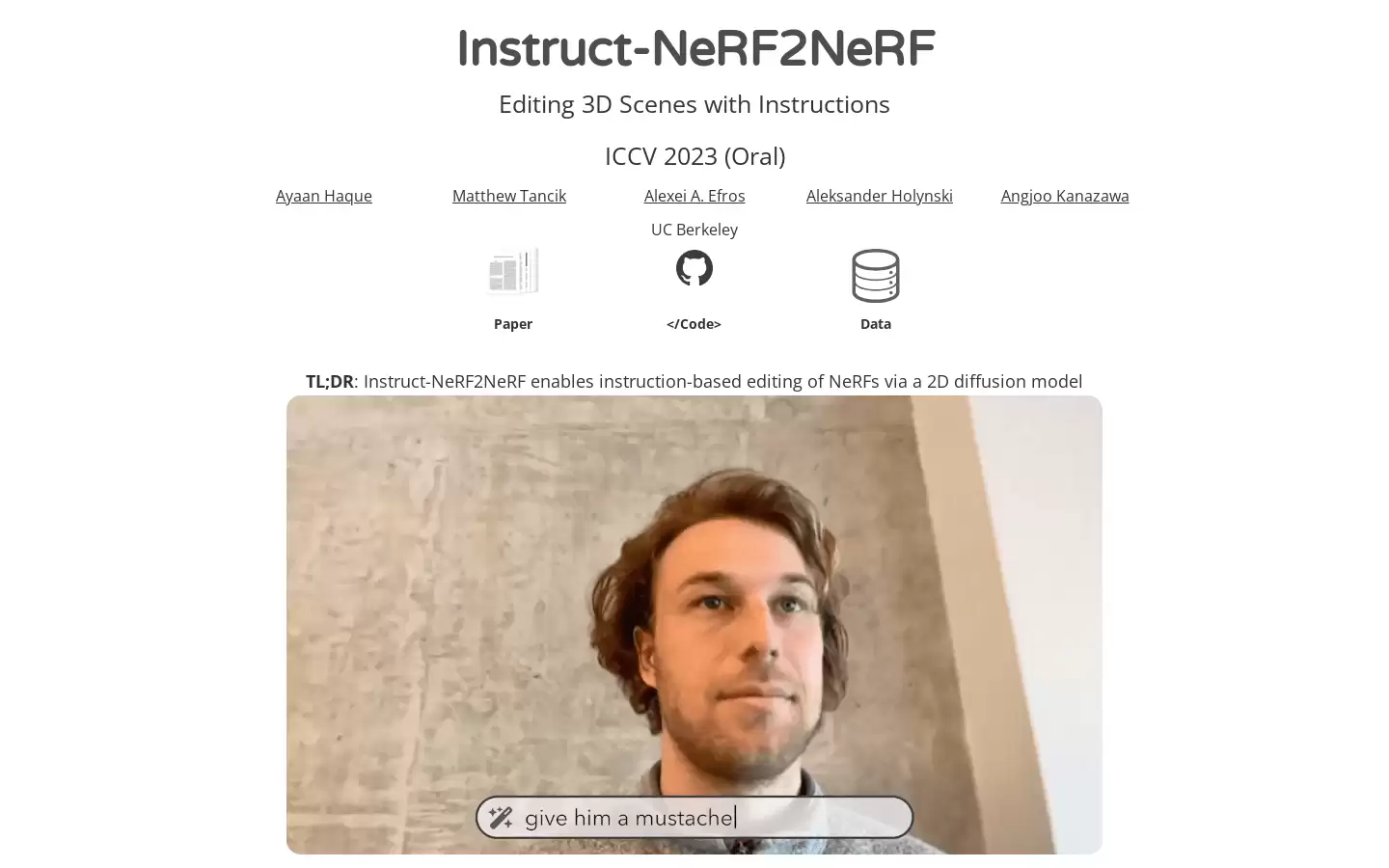 Instruct-NeRF2NeRF : 编辑3D场景的指令式NeRF编辑器