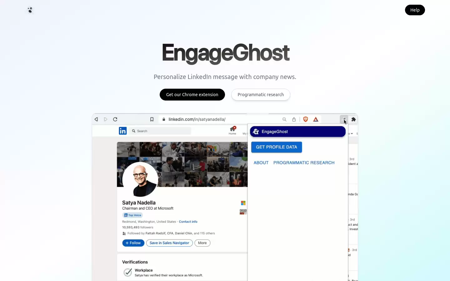 EngageGhost : 个性化LinkedIn消息，附带公司新闻。