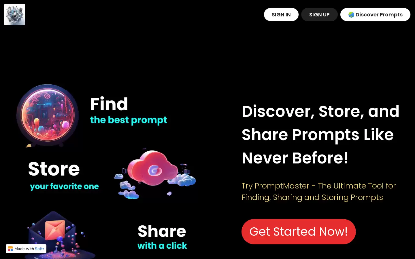 Prompt Masters : 存储、分享和查找创作灵感的终极工具