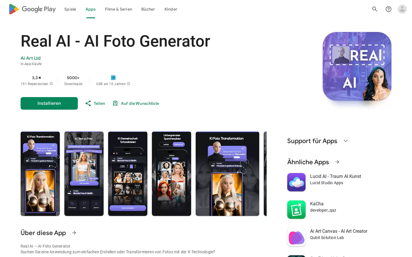 Real AI : 使用AI技术轻松创建或转换照片的应用程序