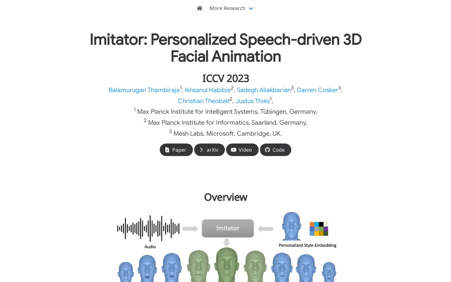 Imitator : 个性化语音驱动的3D面部动画