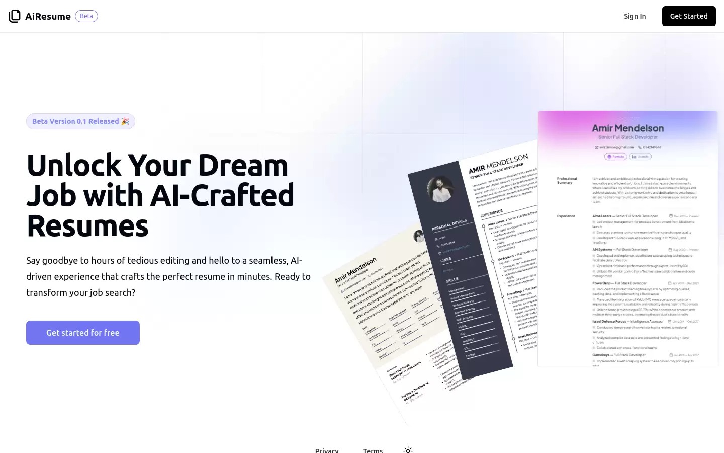 AiResume : AI驱动简历生成器，解放你的求职之路