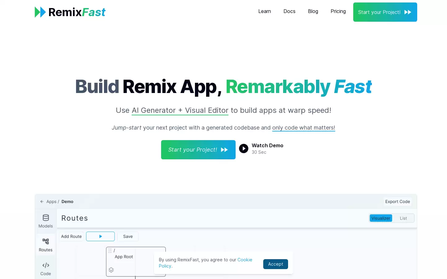 RemixFast : RemixFast - 快速构建RemixRun应用程序的代码库生成器！