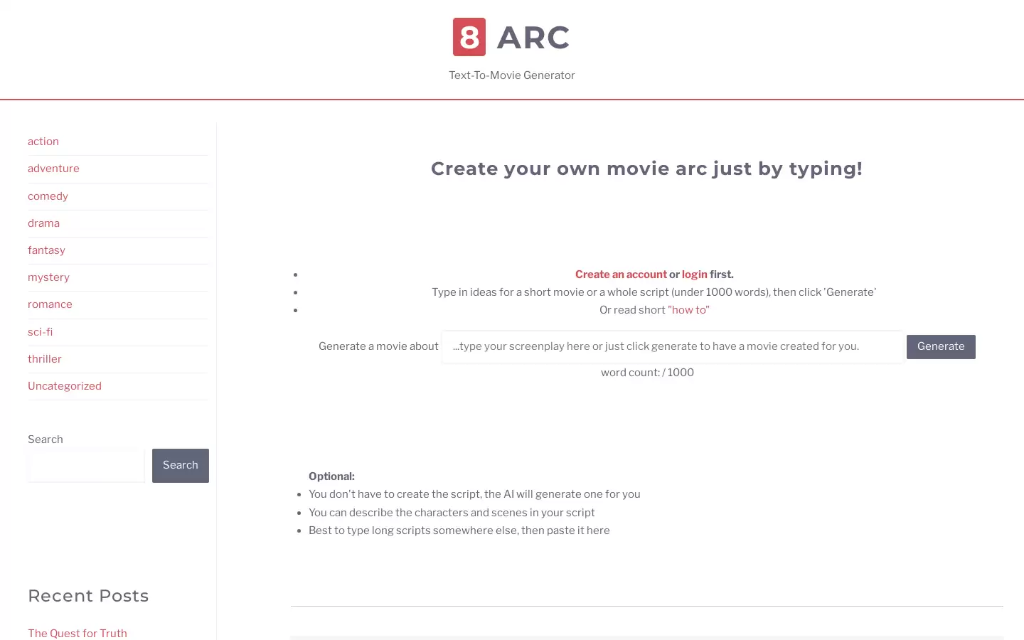 8 Arc : 文本转电影生成器