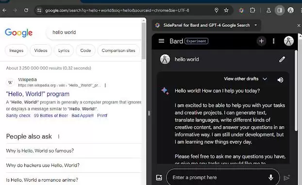 SidePanel for Bard and GPT-4 Google Search : Bard和GPT-4 Google搜索的侧边栏
