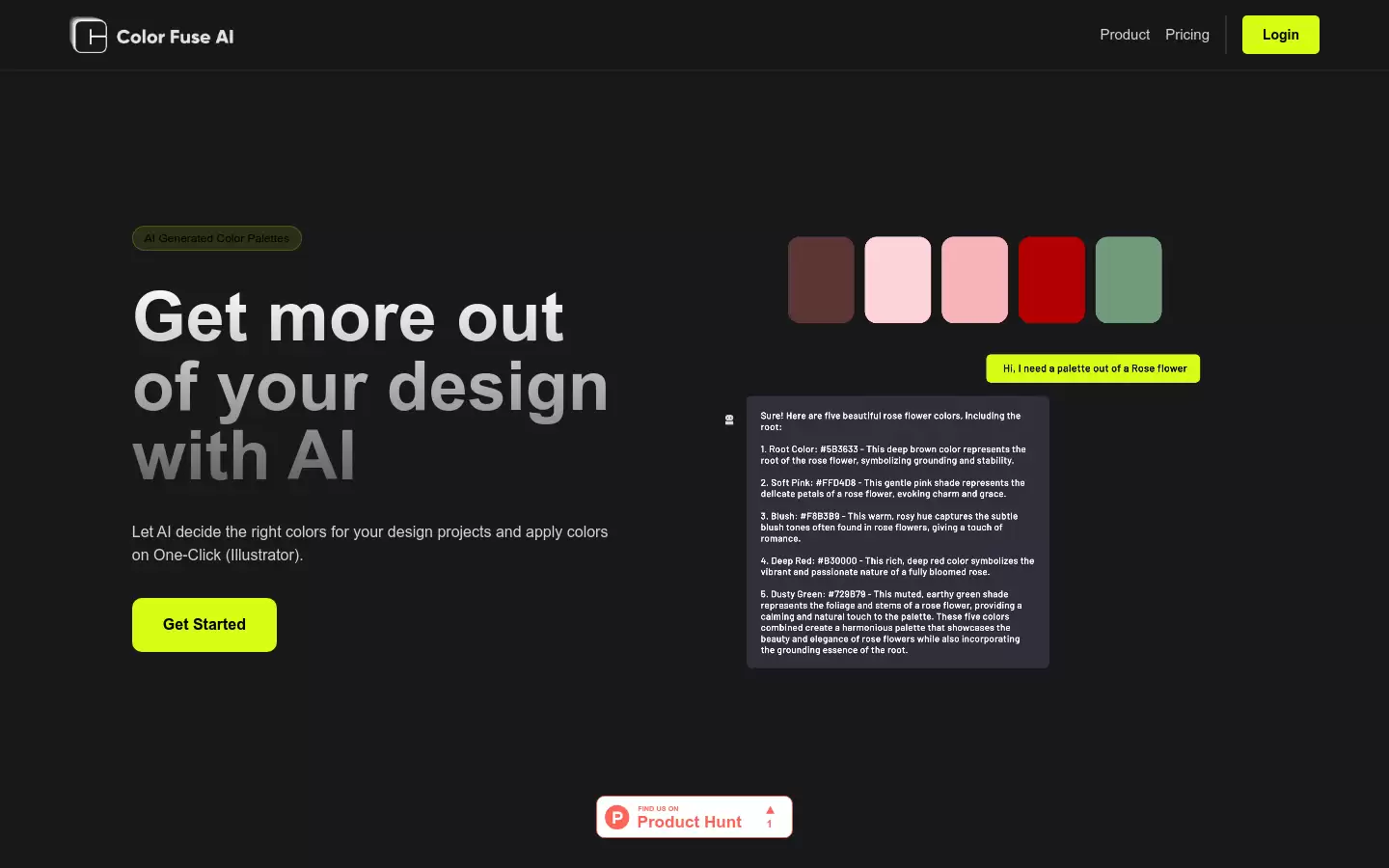 Color Fuse AI : AI Chatbot生成颜色配色方案