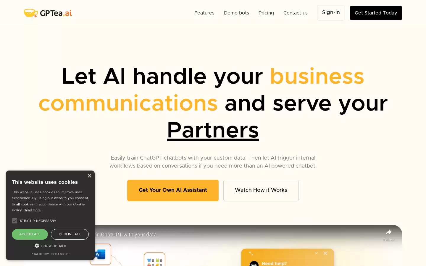 GPTea.ai : AI 为您处理业务沟通，为您的客户提供服务