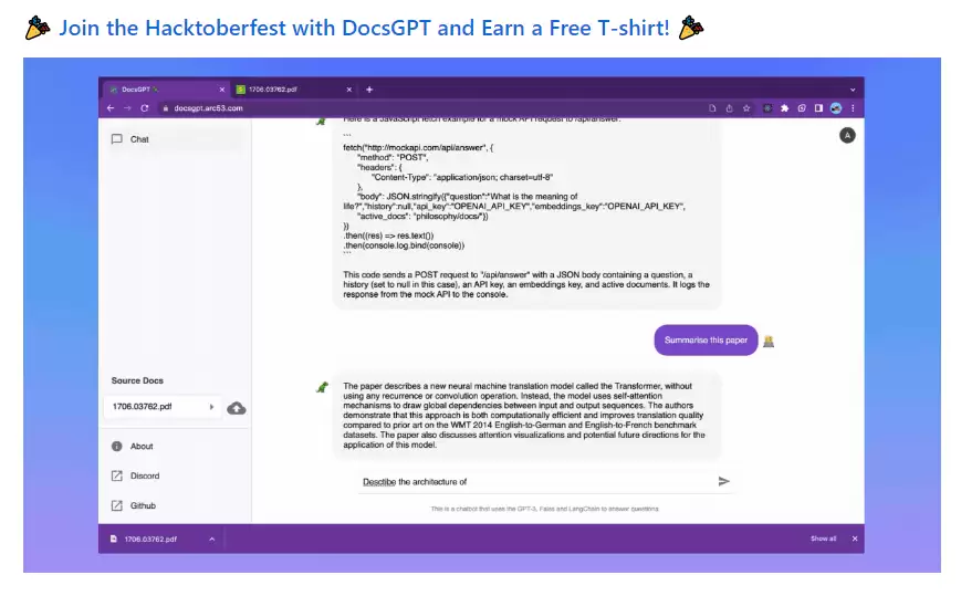 DocsGPT : GPT驱动的文档聊天助手