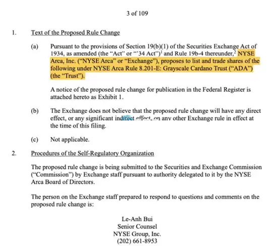 NYSE代表灰度提交Cardano现货ETF!Solana、XRP也在路上