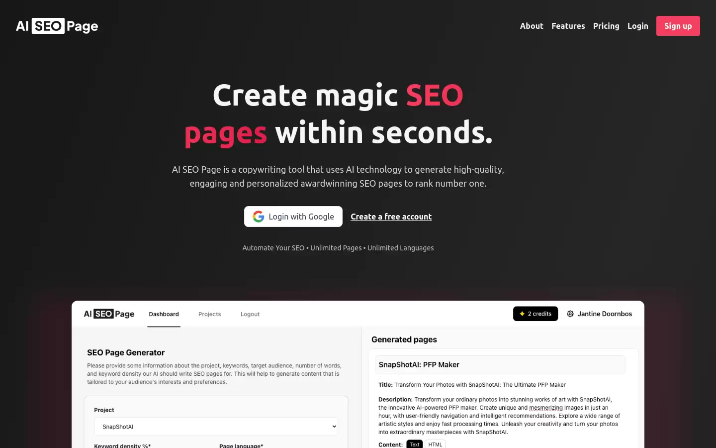 AI SEO Page : 快速编写独特的SEO页面