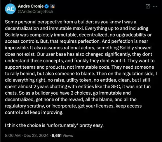 以太坊开发者与Andre Cronje反思加密货币产业!揭露目前去中心化的窘境