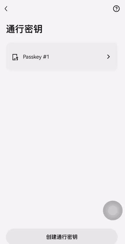通行密钥管理界面