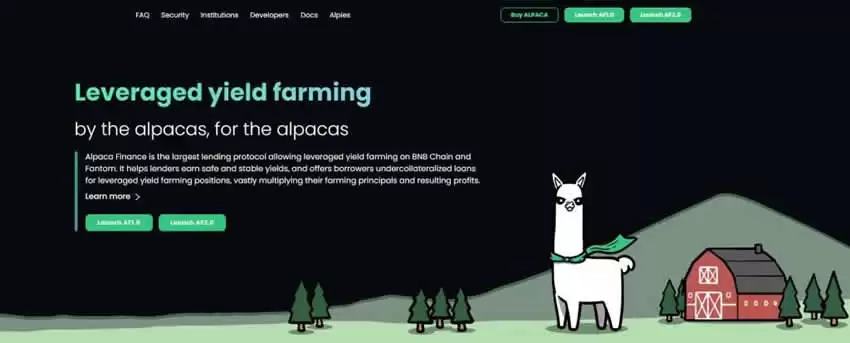 Alpaca Finance 网站界面