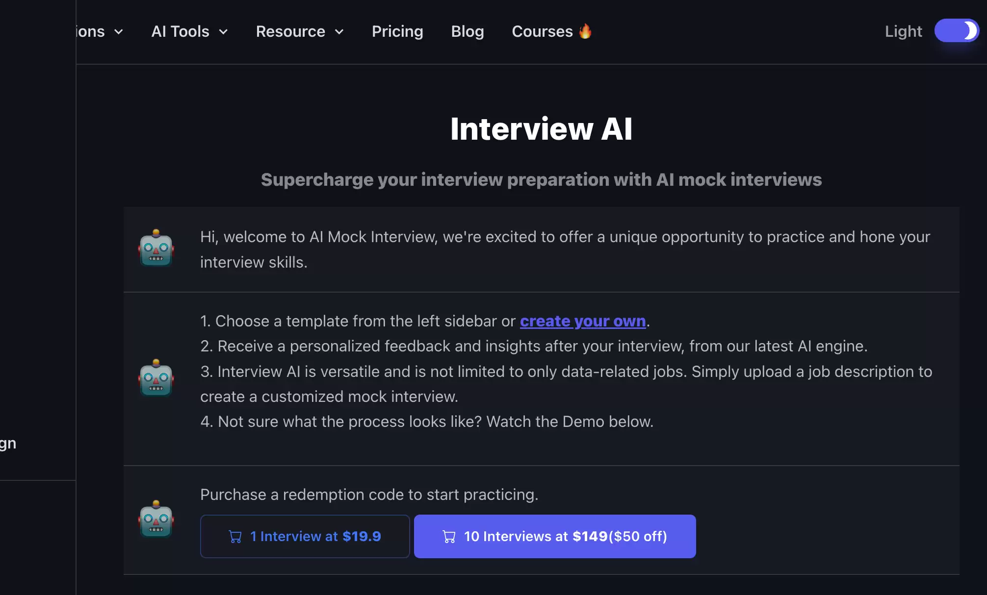 Interview AI : AI模拟面试服务,覆盖行为及技术面试