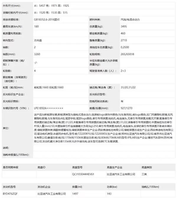 国外爆卖的比亚迪皮卡登陆国内！方程豹鲨鱼正式申报