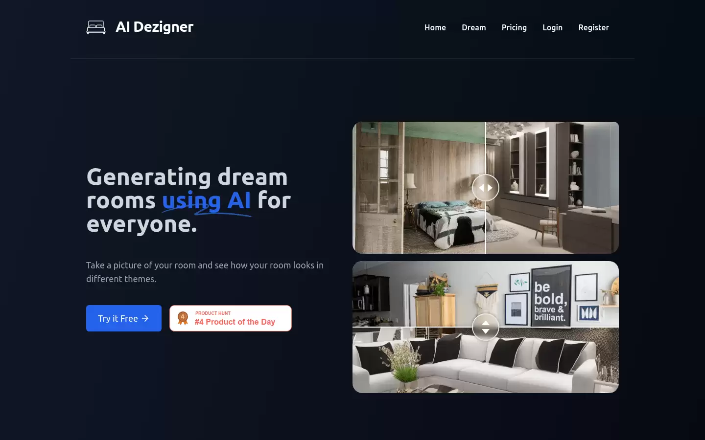 AI Dezigner : AI生成梦幻房间，让每个人都能享受
