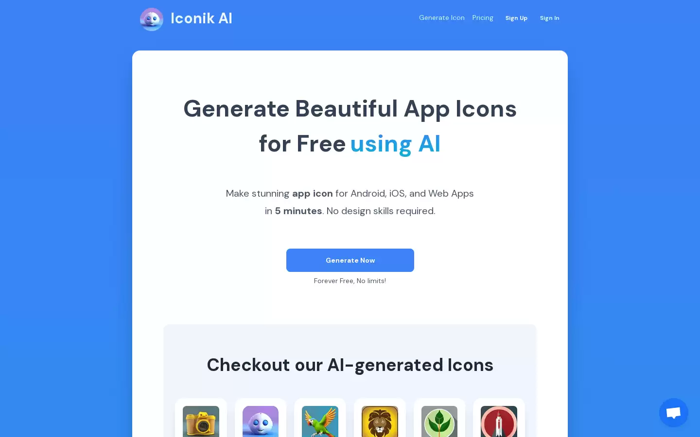 Iconik AI : 使用AI免费生成美丽的应用程序图标