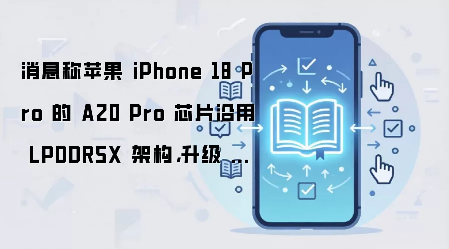 消息称苹果 iPhone 18 Pro 的 A20 Pro 芯片沿用 LPDDR5X 架构,升级 6 通道 96-bit 位宽