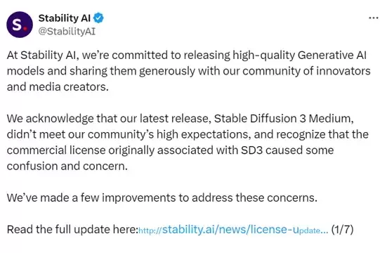 Stable Diffusion3开源商用协议,将开源更大版本模型