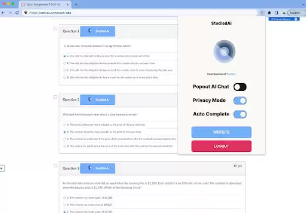 Studied AI : 在线教育辅助工具，即时获取答案
