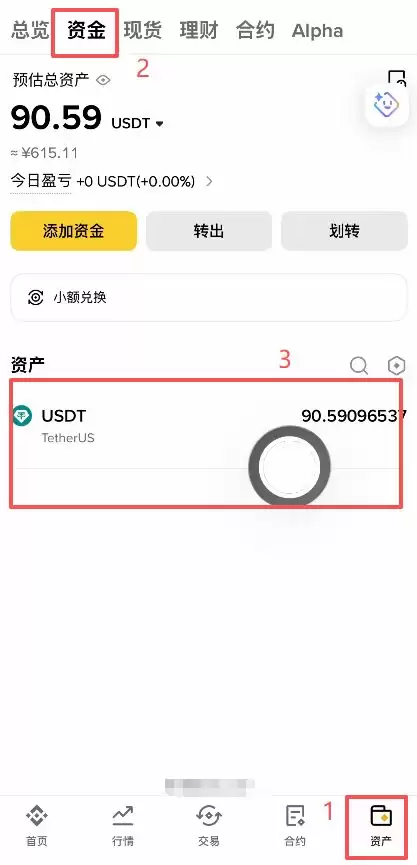 在哪里查看购买的USDT？