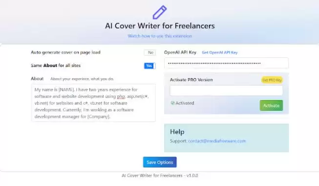 AI Cover Writer for Freelancers : AI覆盖写作工具，提供个性化的自由职业者求职信
