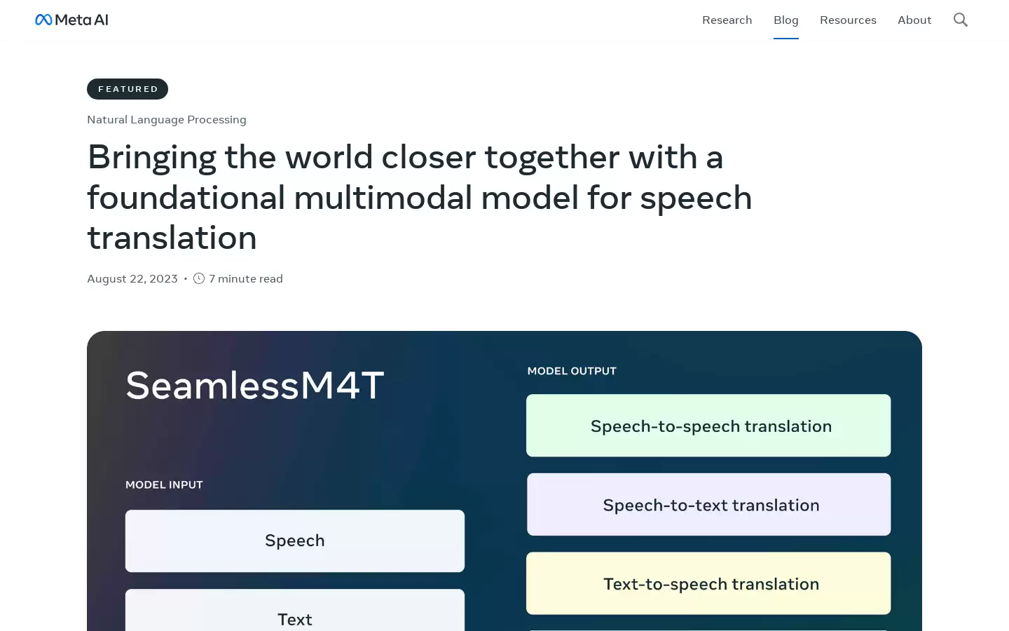 SeamlessM4T : 一款基于多模态模型的语音翻译产品，支持近100种语言的自动语音识别、语音翻译、文本翻译、语音合成等功能。