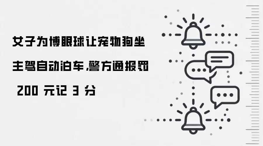 女子为博眼球让宠物狗坐主驾自动泊车，警方通报罚 200 元记 3 分