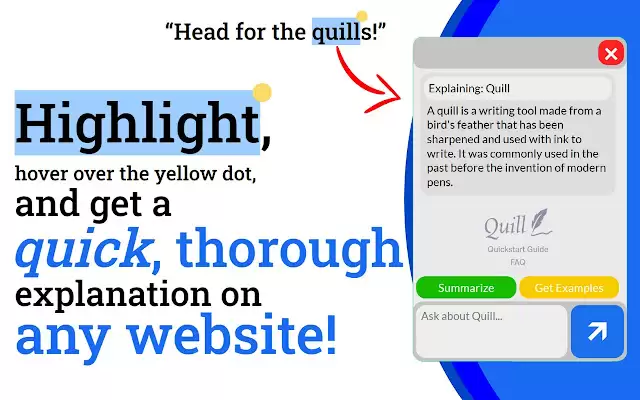 Quill - AI Search on any Website : 智能研究助手，快速解释任何高亮文本