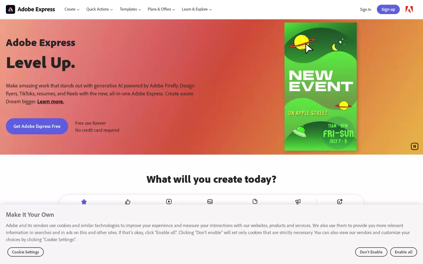 Adobe Express : 一体化编辑器，AI 助力设计
