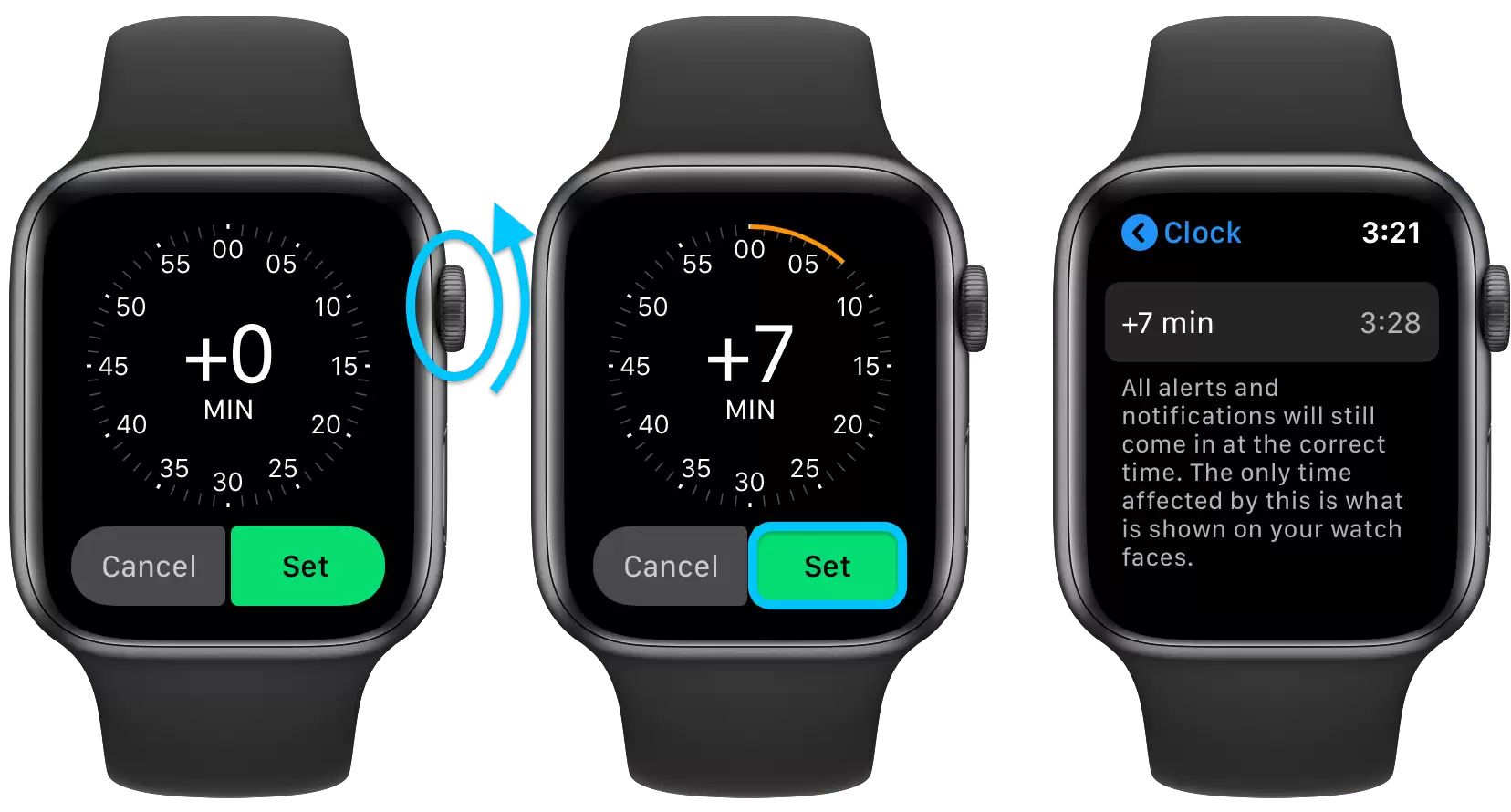 如何将 Apple Watch 的时间提前显示？