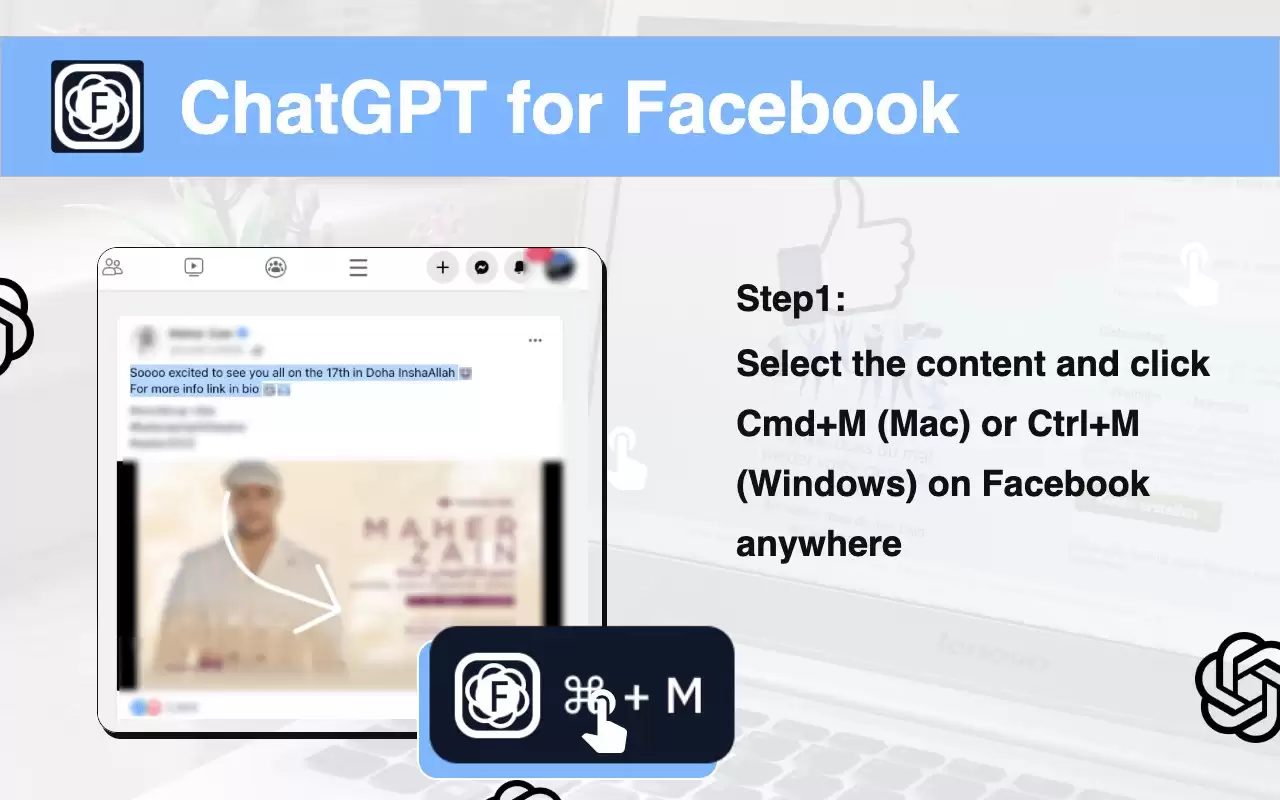Smart AI Comments & Replies for Facebook with ChatGPT : 使用ChatGPT为Facebook生成智能评论和回复，提高社交媒体互动。
